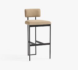 Open Box: Lowen Leather Bar Stool (31") - Nubuck Sand, Bronze