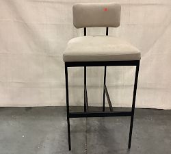 Open Box: Lowen Leather Bar Stool (31") - Nubuck Sand, Bronze