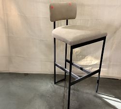 Open Box: Lowen Leather Bar Stool (31") - Nubuck Sand, Bronze