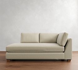 Open Box: PB Comfort Modern Square Arm Left Return Bumper, Down Blend - Performance Boucle Oatmeal, Seadrift