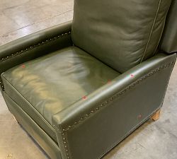 Open Box: Tyler Square Arm Leather Tall Manual Recliner with Nailheads (41") - Vintage Hunter, Seadrift
