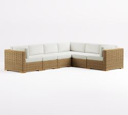 Huntington Wicker 6-Piece Square Arm Outdoor Sectional (120")