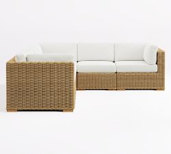 Huntington Wicker 6-Piece Square Arm Outdoor Sectional (120")