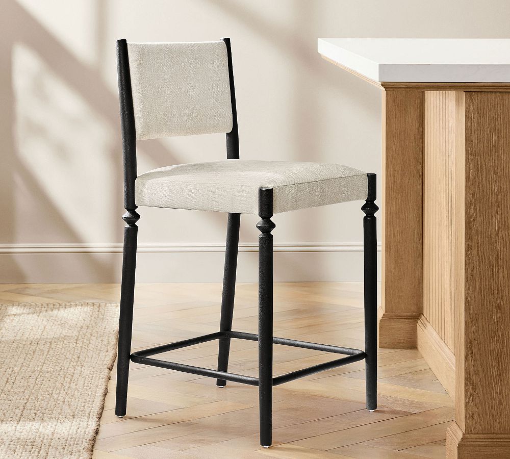 Estelle Upholstered Metal Stool by Pottery Barn