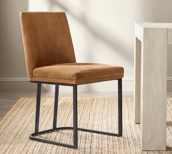 Jake Leather Metal Dining Chair by Pottery Barn