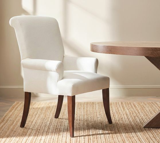 PB Comfort Roll Upholstered Dining Armchair by Pottery Barn