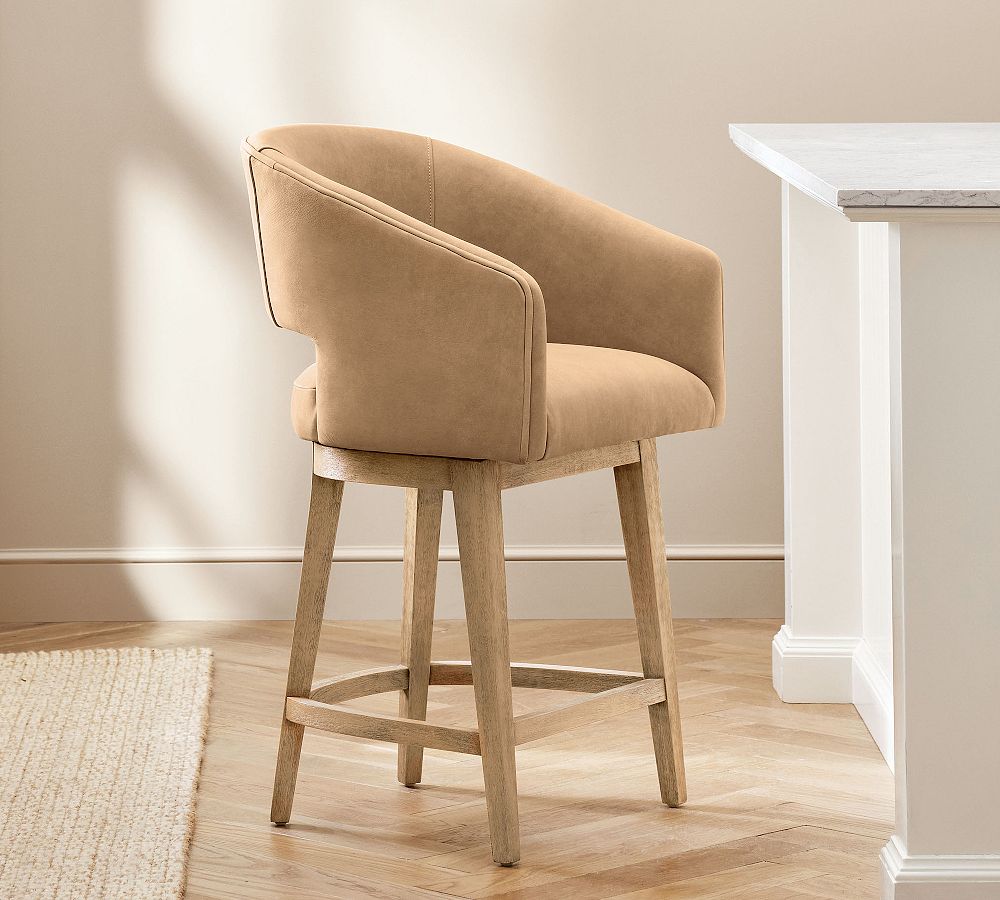 Baldwin Leather Swivel Stool by Pottery Barn
