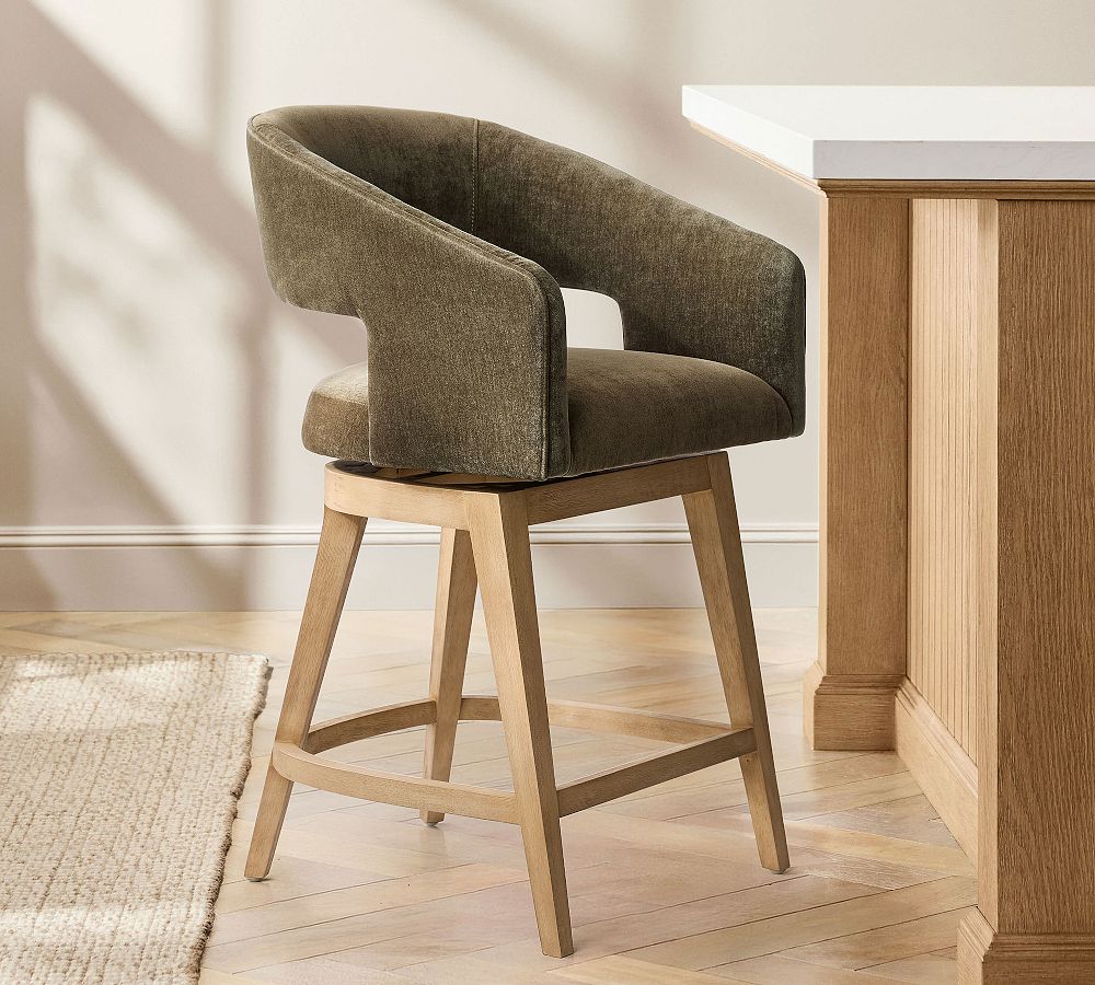 Baldwin Upholstered Swivel Stool by Pottery Barn