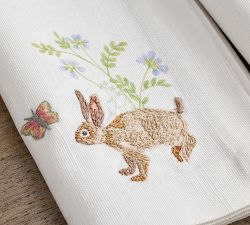 Bunny Embroidered Cotton Napkins - Set of 4