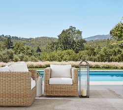 Huntington Wicker Square Arm Swivel Outdoor Lounge Chair