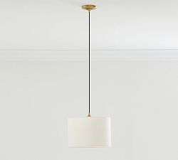 Linen Drum Shade Cord Pendant (10"-14")
