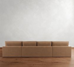 Westwood Slim Arm Deep Seat Leather Double Chaise Sectional (167"&ndash;180")