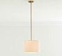 Linen Drum Shade Pole Pendant (10"-14")