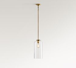 Open Box: Anderson Glass Cylinder Pendant, 7" - Vintage Brass