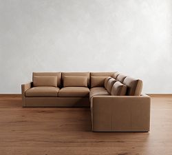 Westwood Slim Arm Deep Seat Leather 3-Piece L-Shaped Sectional