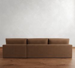 Westwood Slim Arm Deep Seat Leather Chaise Sectional (125"&ndash;143")