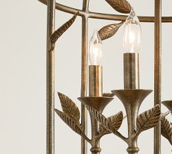 Botanical Forged-Iron Lantern Pendant (20")