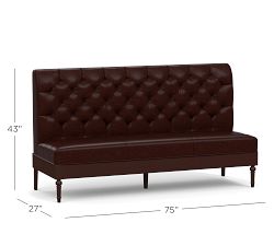 Hayworth Leather Banquette - 75" Triple Seat