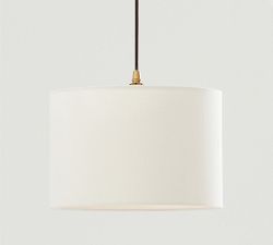 Linen Drum Shade Cord Pendant (10"-14")