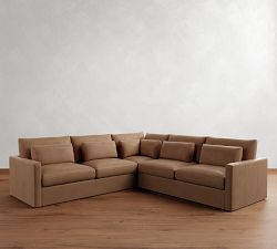 Westwood Slim Arm Deep Seat Leather 3-Piece L-Shaped Sectional