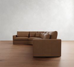 Westwood Slim Arm Deep Seat Leather 4-Piece Curved Wedge Sectional