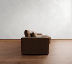 Westwood Slim Arm Deep Seat Leather Chaise Sectional (125"&ndash;143")