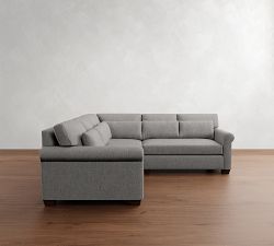 York Roll Arm Deep Seat 3-Piece L-Shaped Sectional (99")