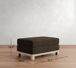 Jake Leather Seadrift Wood Base Ottoman