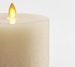 Premium Flickering Flameless Wax Pillar Candle - Salt Washed