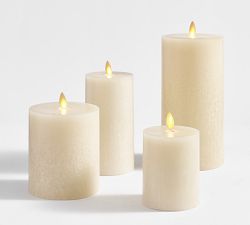 Premium Flickering Flameless Wax Pillar Candle - Salt Washed