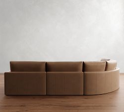 Westwood Slim Arm Deep Seat Leather 4-Piece Curved Wedge Sectional