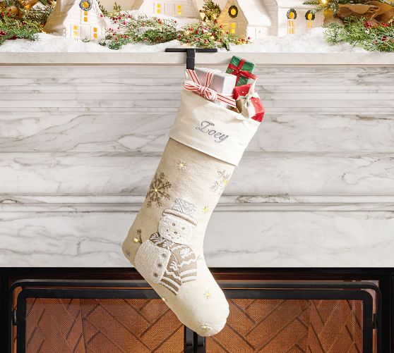 Lit Snowman Embellished Stocking