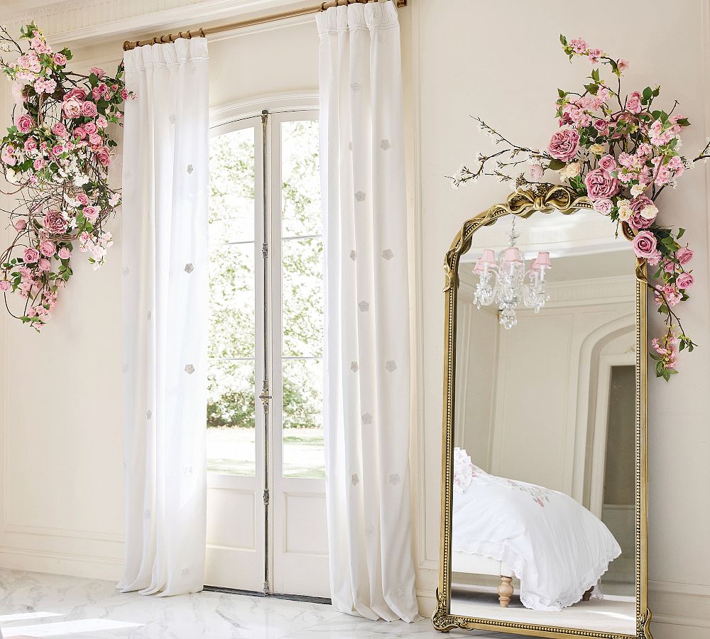 LoveShackFancy Embellished Rosette Curtain by Pottery Barn