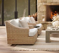 Huntington Wicker Slope Arm Swivel Outdoor Lounge Chair