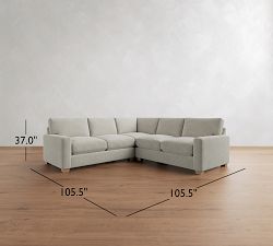 PB Comfort Modern Square Arm 3-Piece L-Shaped Sectional (106")