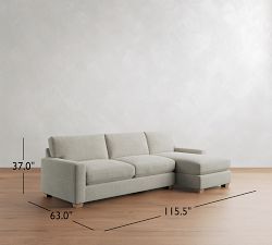 PB Comfort Modern Square Arm Chaise Sectional (100"-126")
