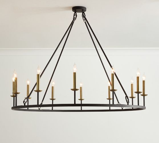 Remington Iron Round Ceiling-Mounted Chandelier (50") by Pottery Barn