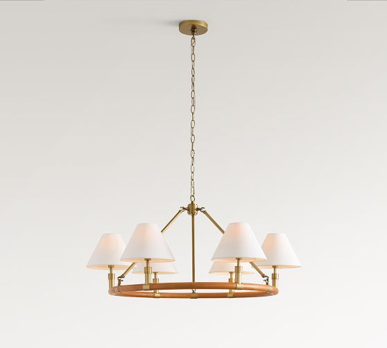 Chambers Leather Round Chandelier (36") by Pottery Barn