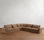 Westwood Roll Arm Deep Seat Leather 5-Piece Curved Wedge Sectional
