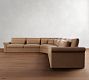 Westwood Roll Arm Deep Seat Leather 5-Piece Curved Wedge Sectional