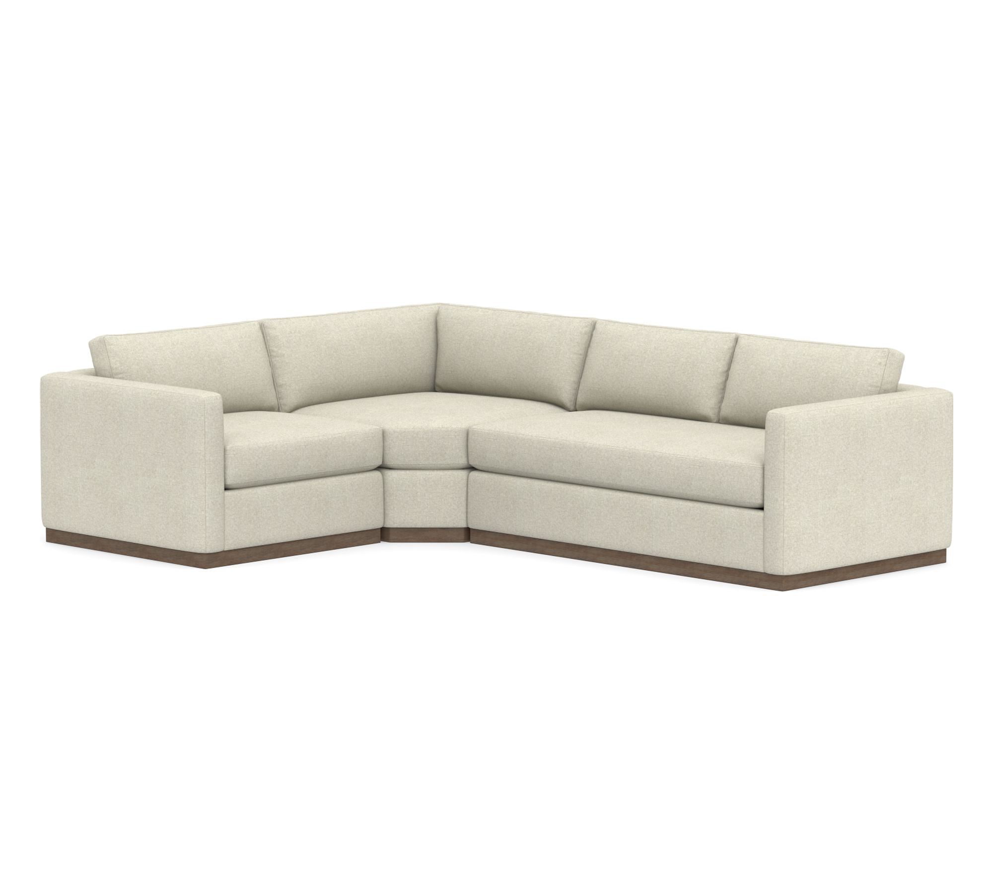 Carmel Slim Arm Wood Base 3-Piece Wedge Sectional (120")
