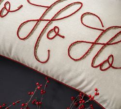 Ho Ho Ho Embroidered Pillow Cover