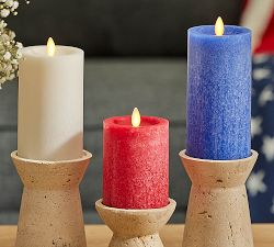 Premium Flickering Flameless Liberty Seaglass Pillars, Set of 3