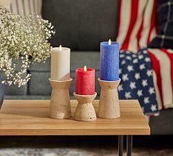 Premium Flickering Flameless Liberty Seaglass Pillars, Set of 3