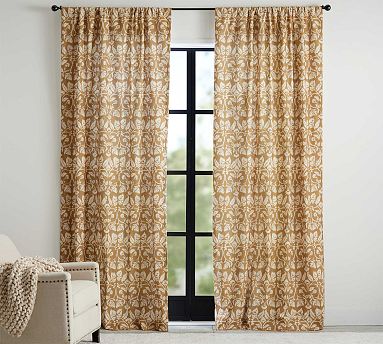 Open Box: Zama Print Linen/Cotton Rod Pocket Curtain | Pottery Barn