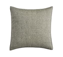 Open Box: Belgian Flax Linen Tufted Quilted Shams, Euro, Set of 3 - Dark Green