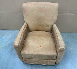 Open Box: Irving Square Arm Leather Manual Recliner Without Nailheads, 38" - Keystone Nut, Coffee Legs