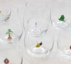 Icon Stemless Wine Glass Set, Set of 10