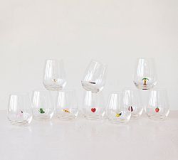 Icon Stemless Wine Glass Set, Set of 10