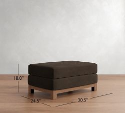 Jake Leather Brindle Wood Base Ottoman